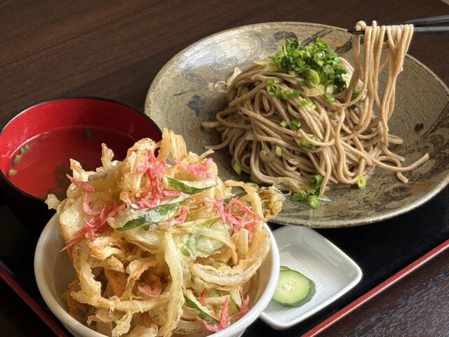 ねぎませ蕎麦とミニかき揚げ丼セット